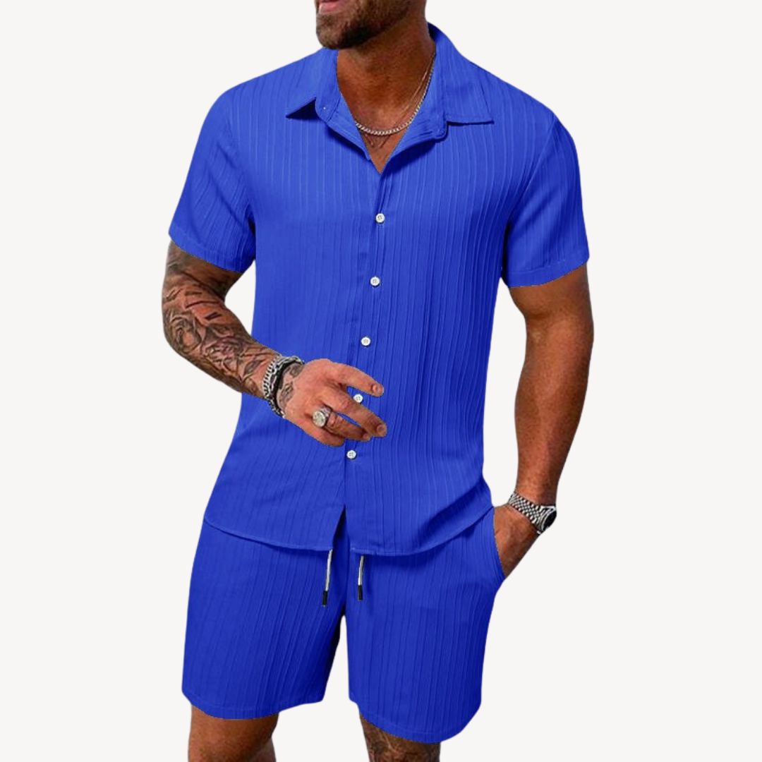 Men's Summer Shirt and Shorts Set, Short Sleeve Co-ord Outfit