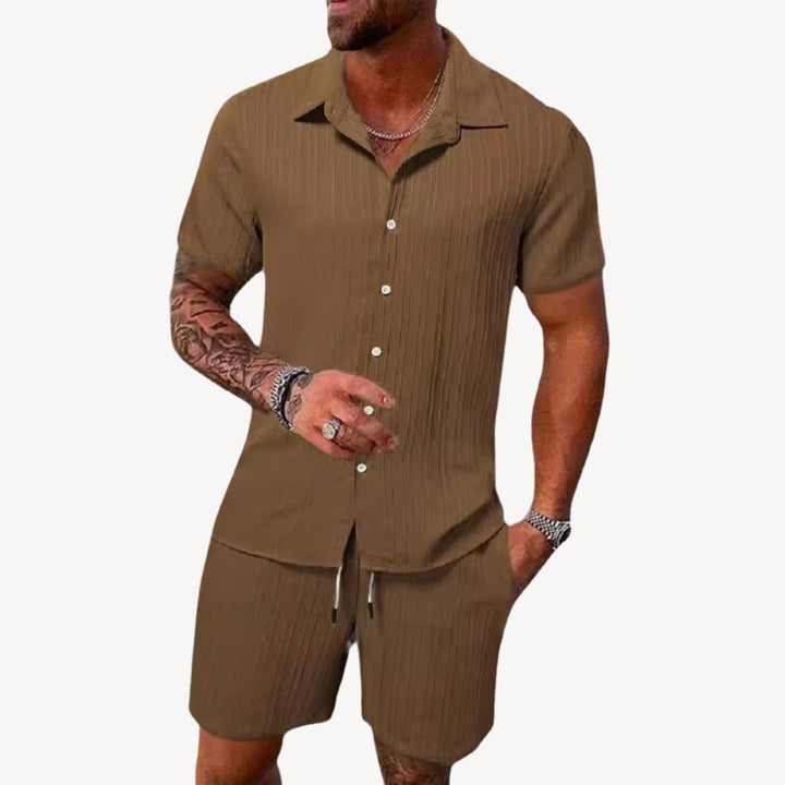 Men's Summer Shirt and Shorts Set, Short Sleeve Co-ord Outfit