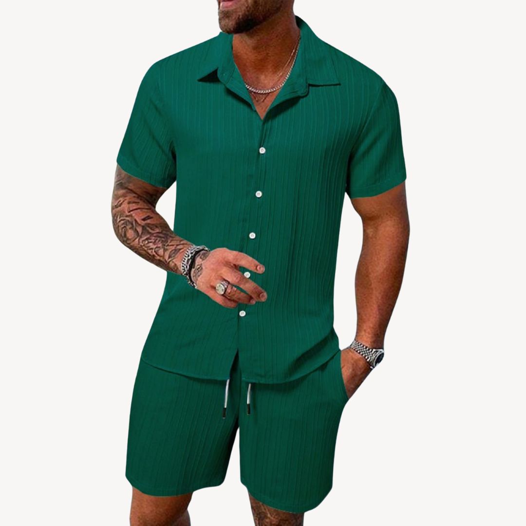 Men's Summer Shirt and Shorts Set, Short Sleeve Co-ord Outfit