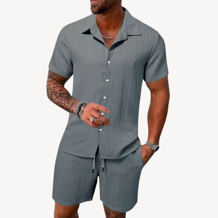 Men's Summer Shirt and Shorts Set, Short Sleeve Co-ord Outfit