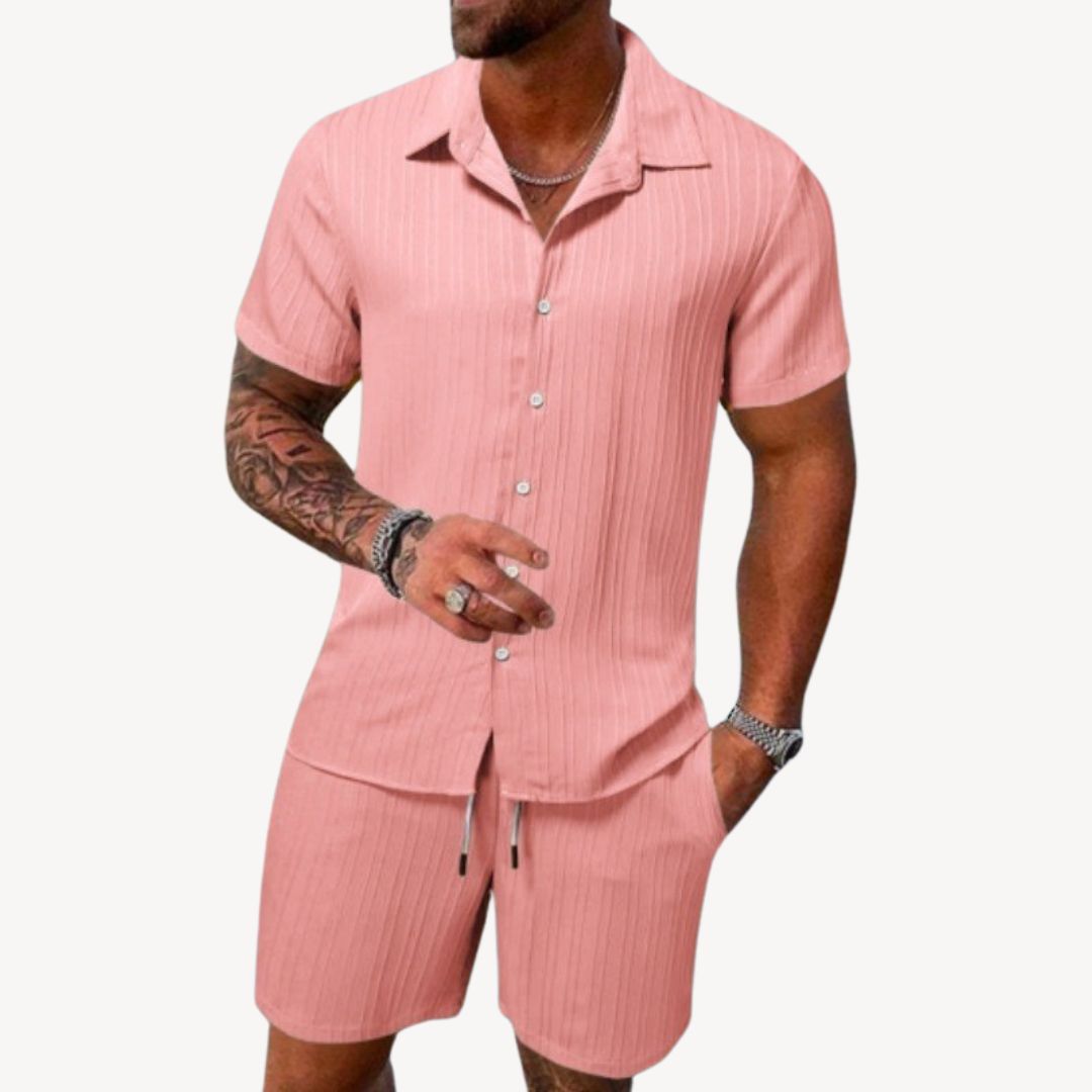Men's Summer Shirt and Shorts Set, Short Sleeve Co-ord Outfit