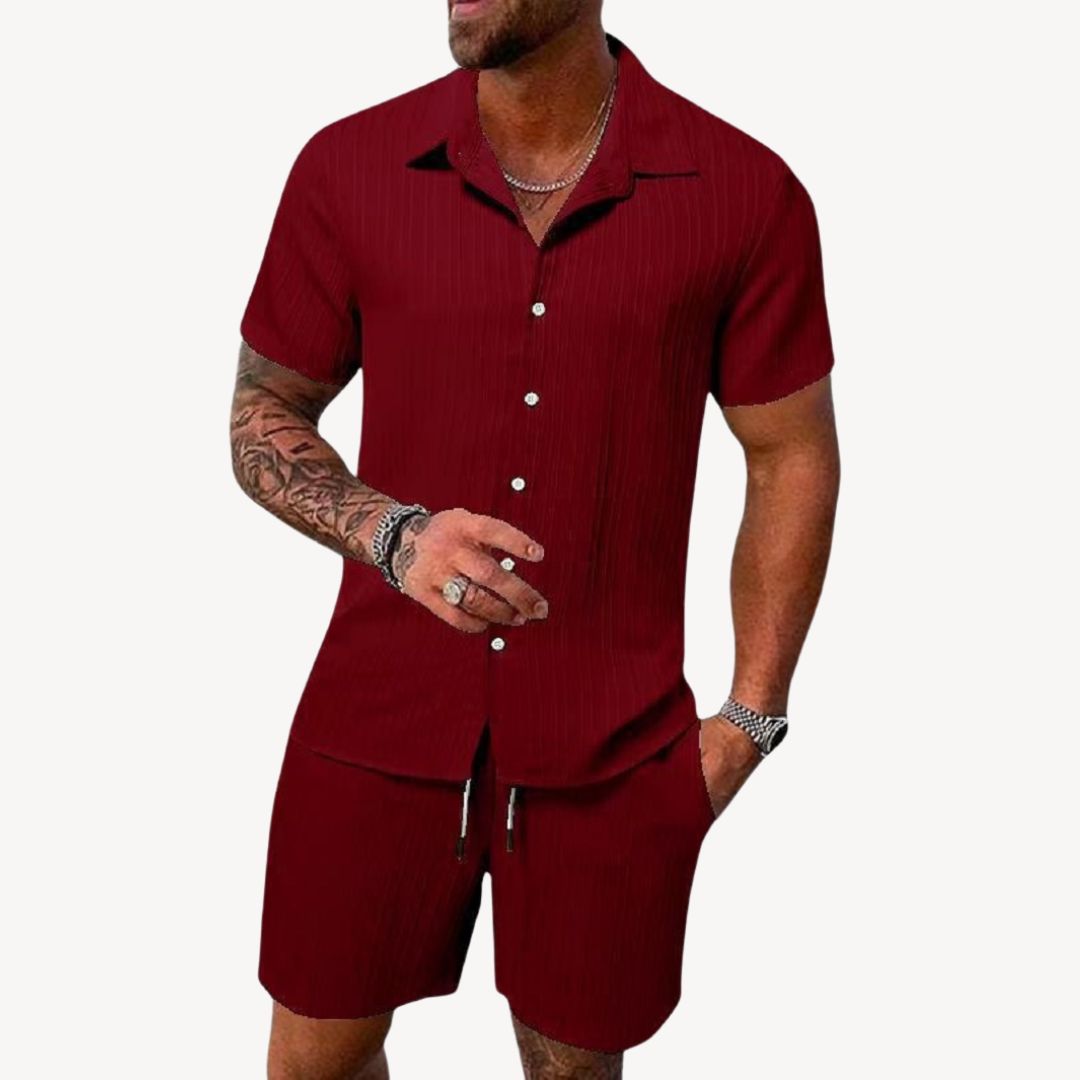 Men's Summer Shirt and Shorts Set, Short Sleeve Co-ord Outfit