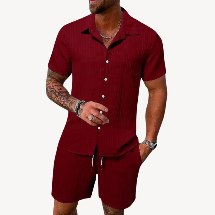 Men's Summer Shirt and Shorts Set, Short Sleeve Co-ord Outfit