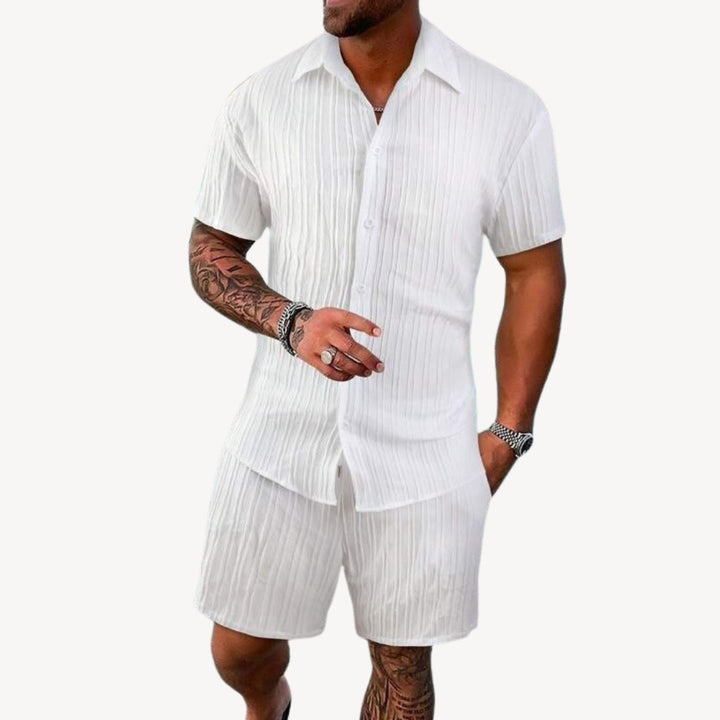 Men's Summer Shirt and Shorts Set, Short Sleeve Co-ord Outfit