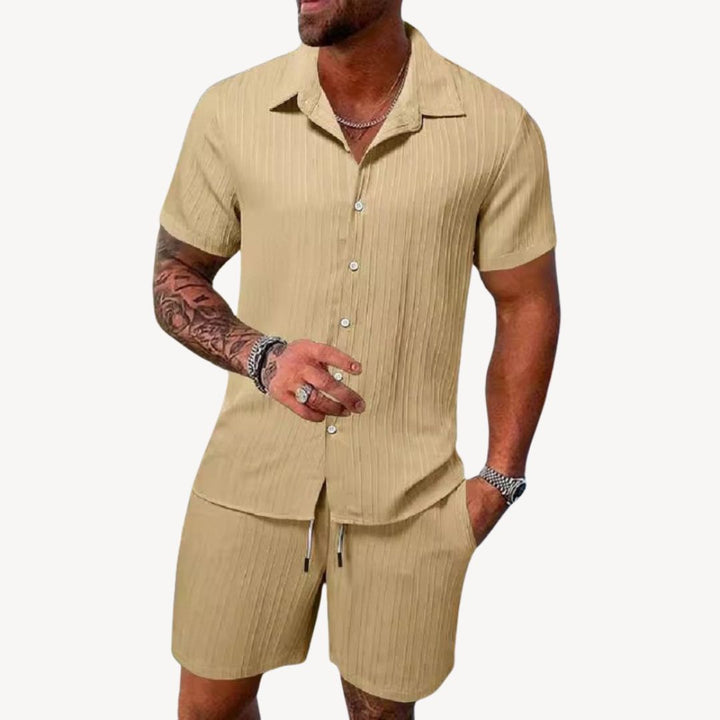 Men's Summer Shirt and Shorts Set, Short Sleeve Co-ord Outfit