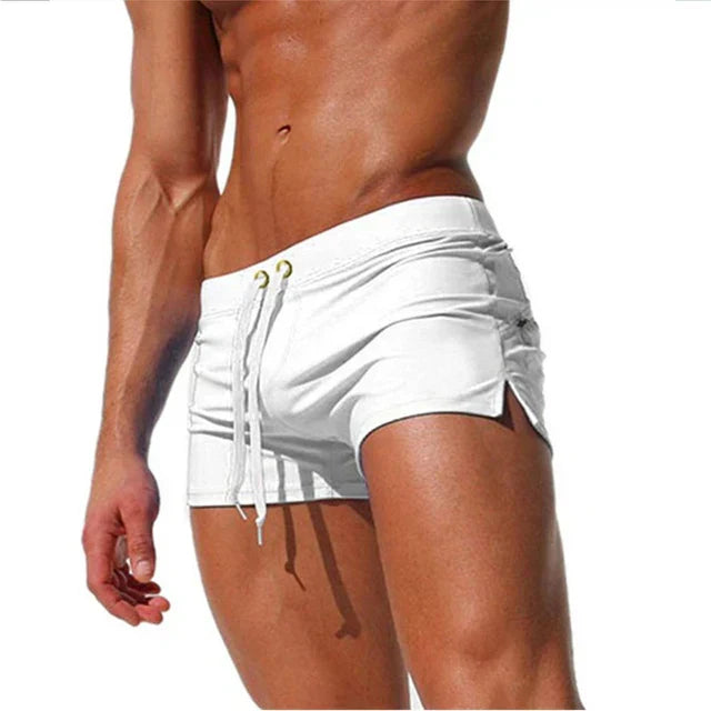 Men's Swim Shorts Drawstring Side Slit Quick Dry Beach