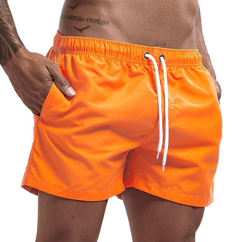 Men's Swim Shorts Elastic Drawstring Waist Quick Dry Beach