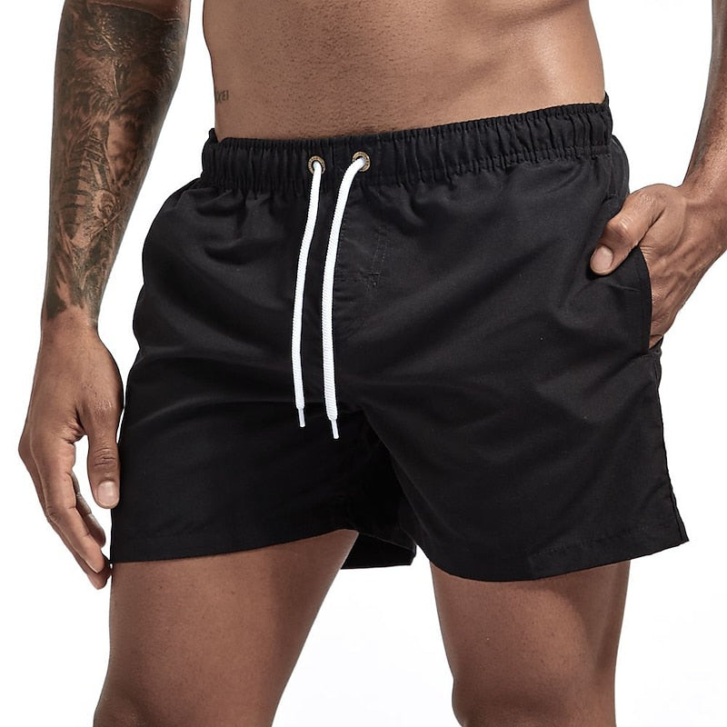 Men's Swim Shorts Elastic Drawstring Waist Quick Dry Beach