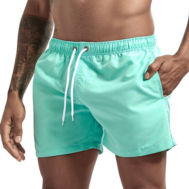 Men's Swim Shorts Elastic Drawstring Waist Quick Dry Beach
