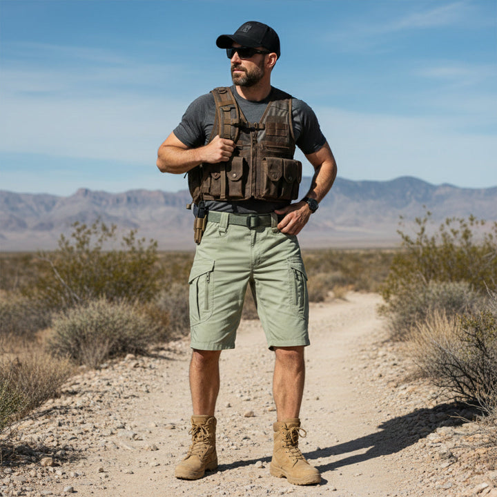 Men's Tactical Cargo Shorts, Knee-Length Multi-Pocket Utility