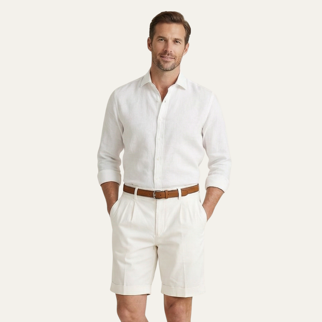 Men's Tailored Linen Shorts Smart Casual Lightweight Summer