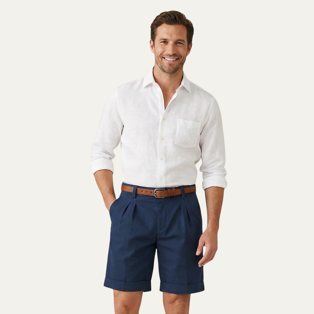 Men's Tailored Linen Shorts Smart Casual Lightweight Summer