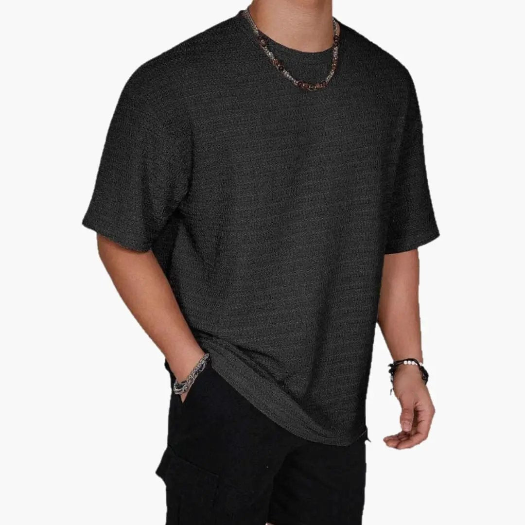 Men's Textured Crew Neck Short Sleeve T-Shirt Summer Knit Tee