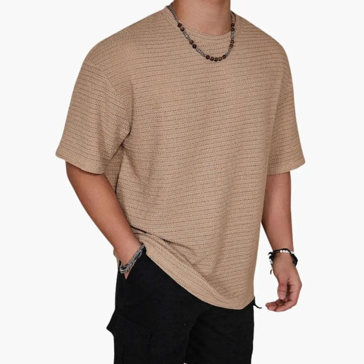 Men's Textured Crew Neck Short Sleeve T-Shirt Summer Knit Tee