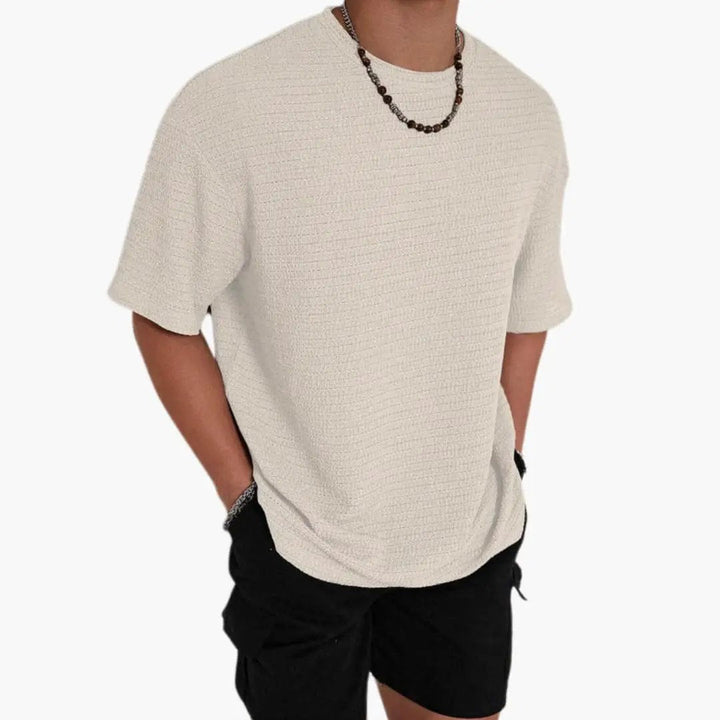 Men's Textured Crew Neck Short Sleeve T-Shirt Summer Knit Tee
