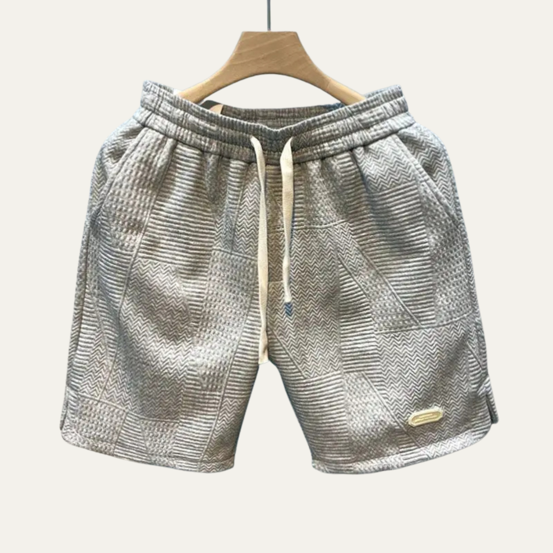 Men's Textured Drawstring Shorts, Casual Summer Shorts Pockets