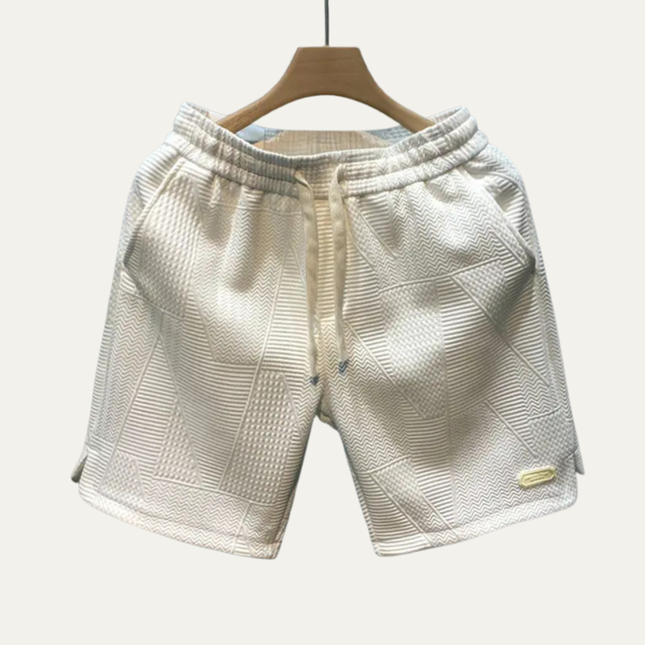 Men's Textured Drawstring Shorts, Casual Summer Shorts Pockets