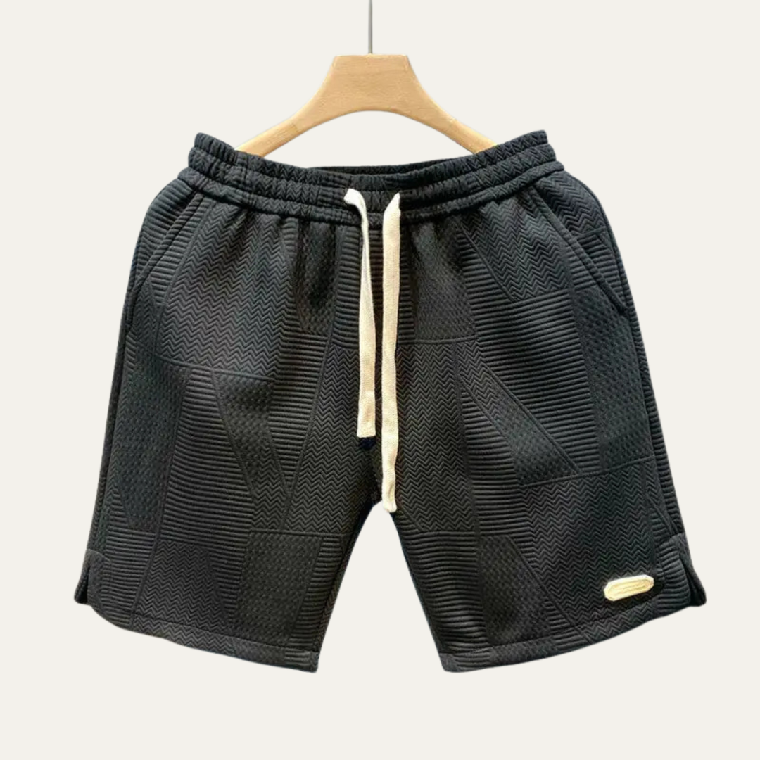 Men's Textured Drawstring Shorts, Casual Summer Shorts Pockets