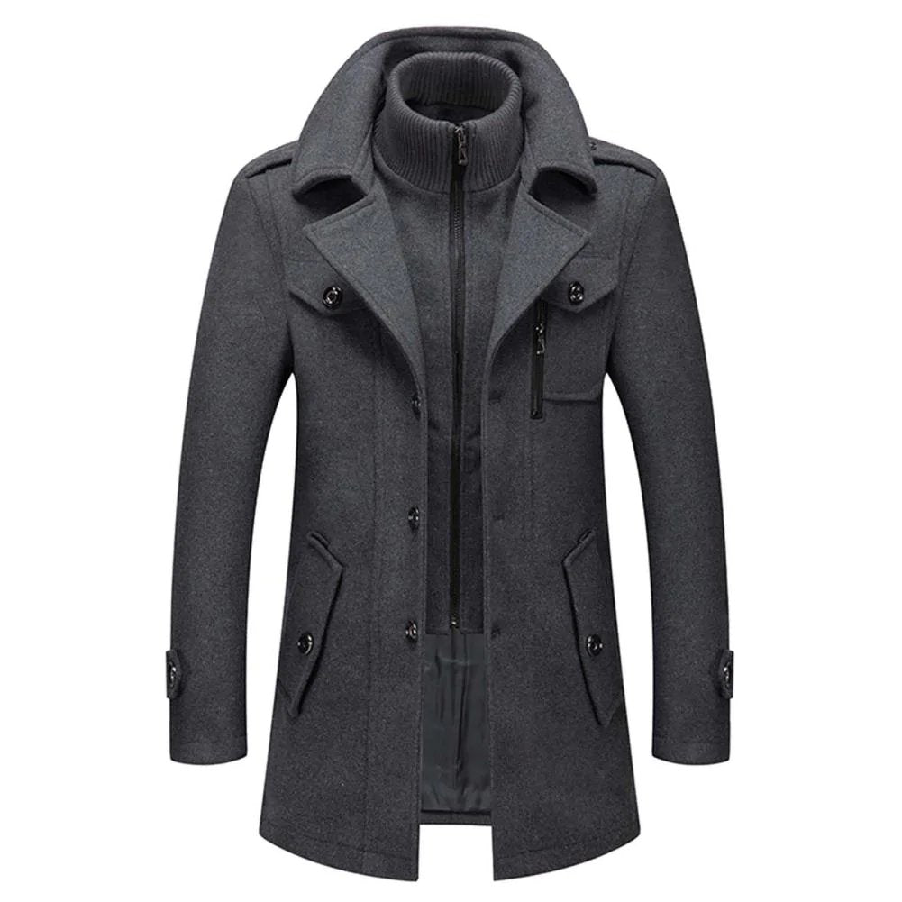 Men's Two Piece Removable Vest Lined Winter Overcoat