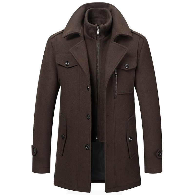 Men's Two Piece Removable Vest Lined Winter Overcoat