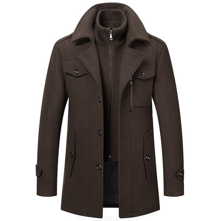 Men's Two Piece Removable Vest Lined Winter Overcoat