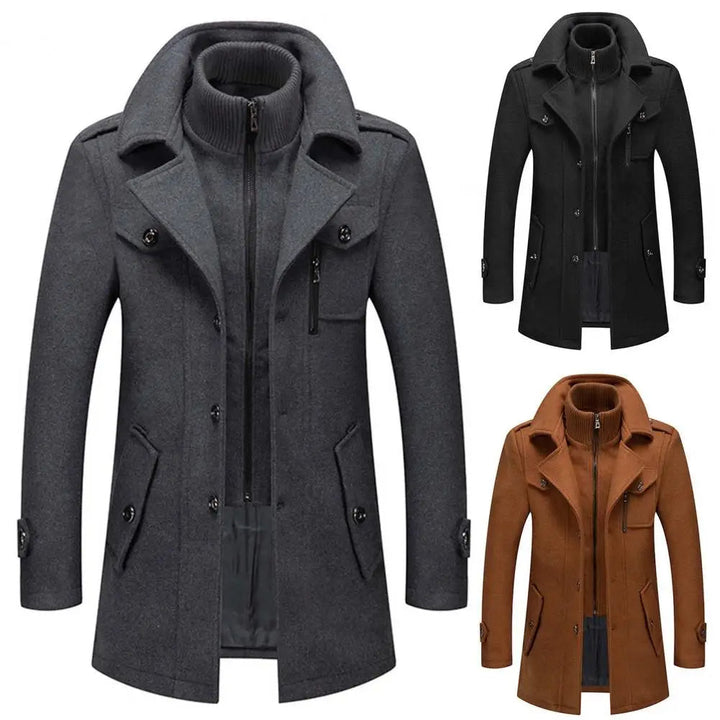 Men's Two Piece Removable Vest Lined Winter Overcoat