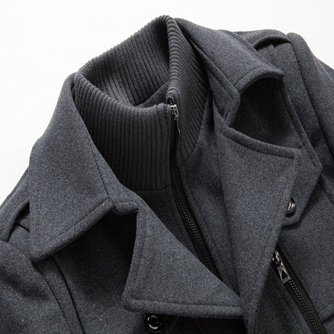 Men's Two Piece Removable Vest Lined Winter Overcoat