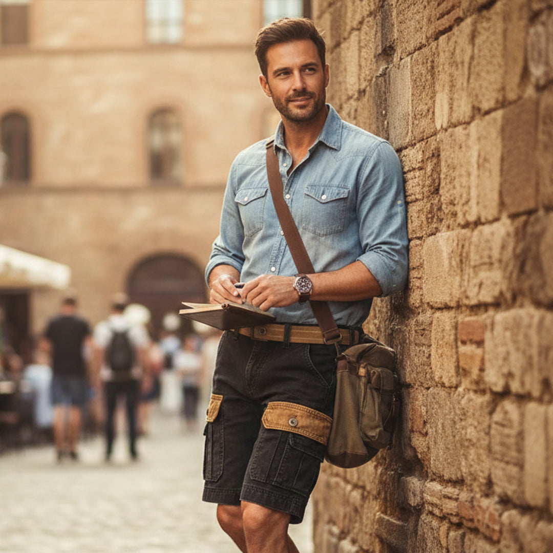 Men's Utility Cargo Shorts Workwear Multi-Pocket Knee-Length
