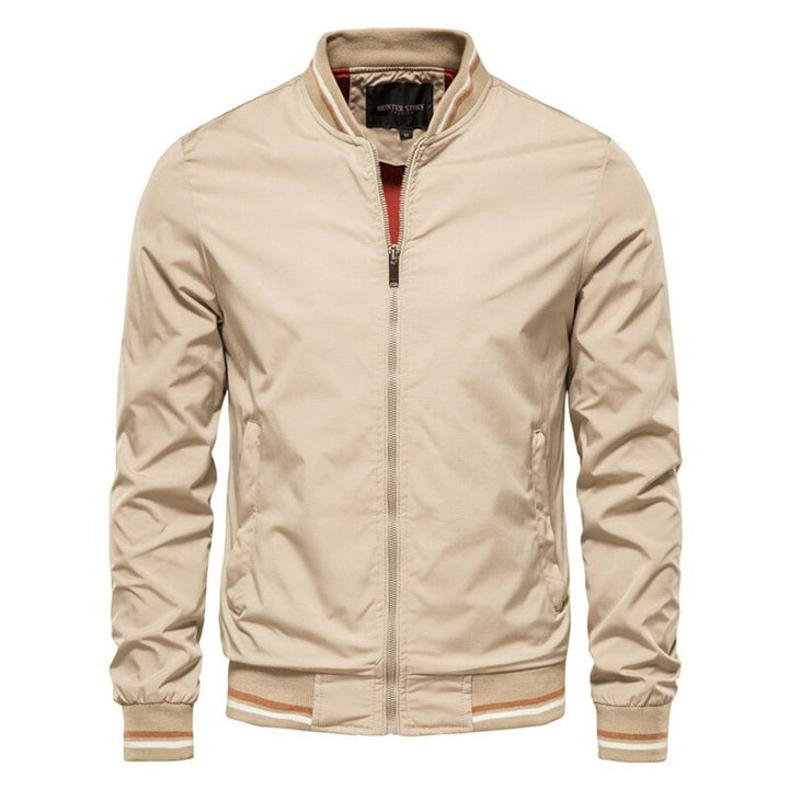 Men's Varsity Striped-Trim Full-Zip Bomber Jacket
