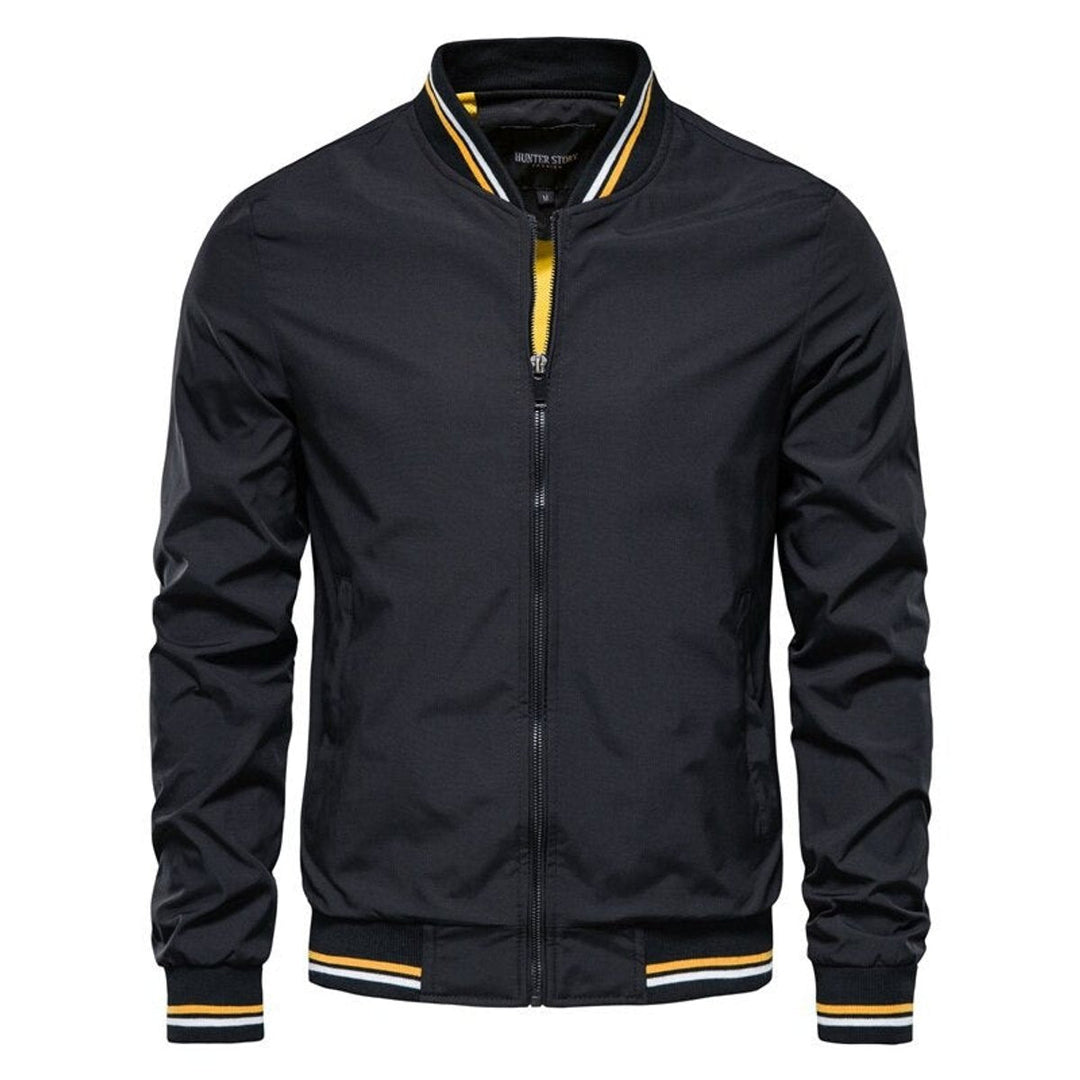 Men's Varsity Striped-Trim Full-Zip Bomber Jacket