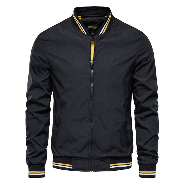 Men's Varsity Striped-Trim Full-Zip Bomber Jacket