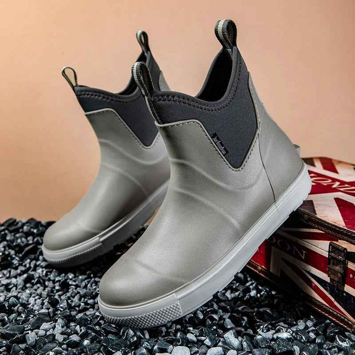 Men's Waterproof Chelsea Pull On Ankle Rain Boots
