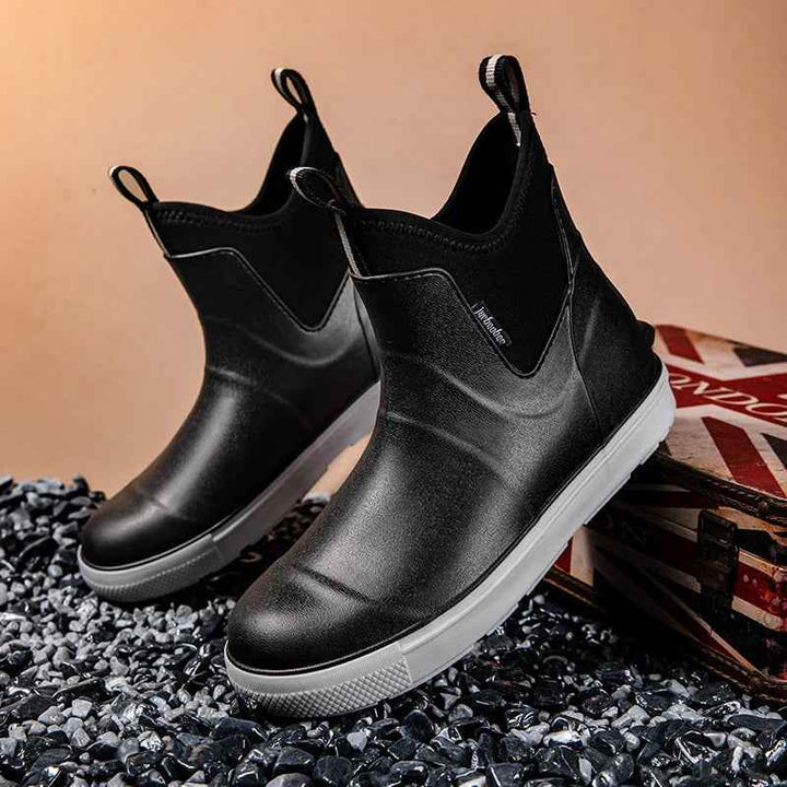 Men's Waterproof Chelsea Pull On Ankle Rain Boots