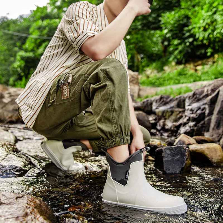 Men's Waterproof Chelsea Pull On Ankle Rain Boots
