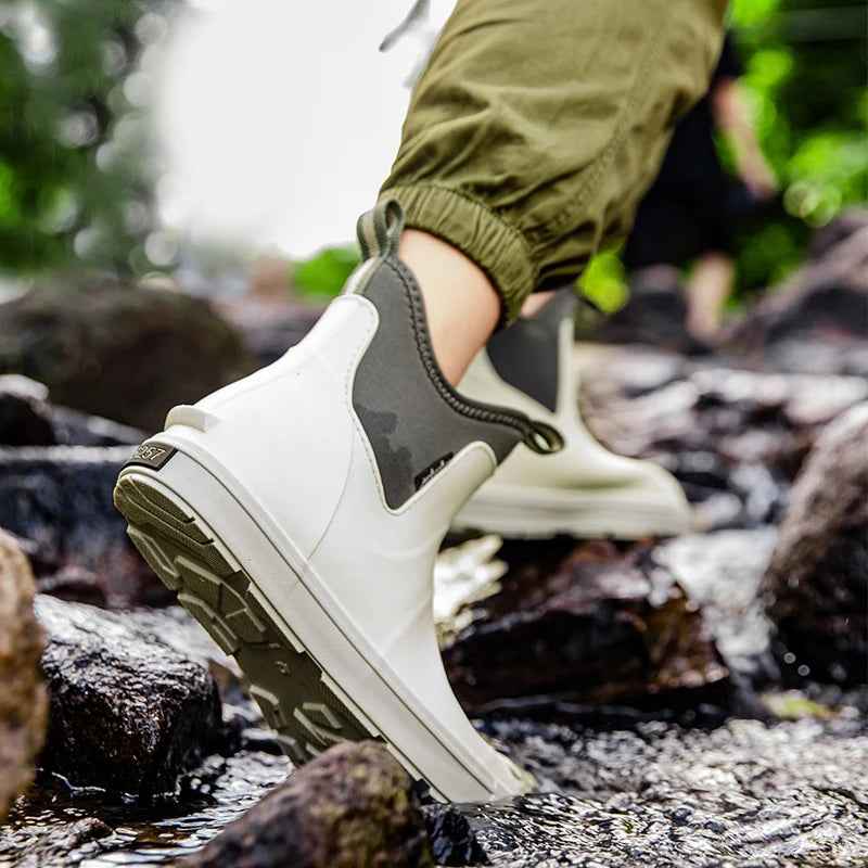 Men's Waterproof Chelsea Pull On Ankle Rain Boots