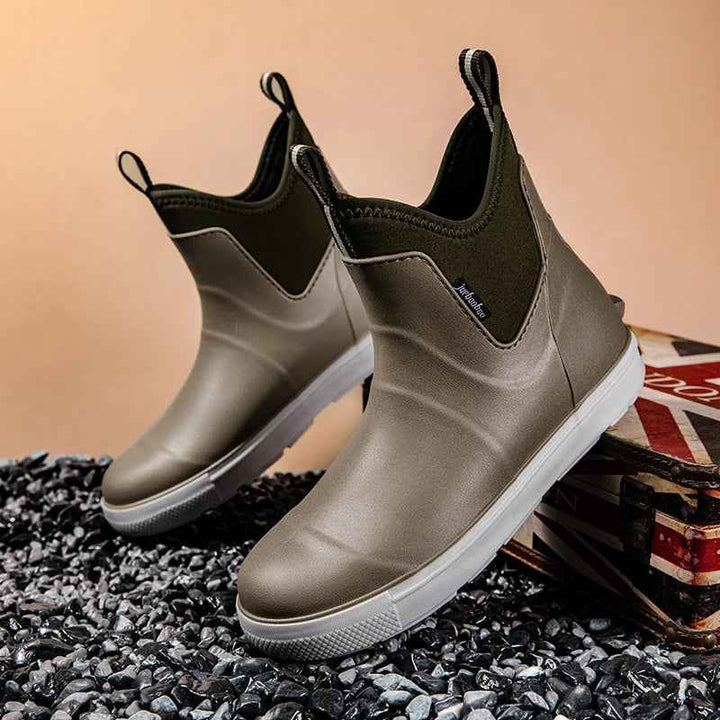 Men's Waterproof Chelsea Pull On Ankle Rain Boots