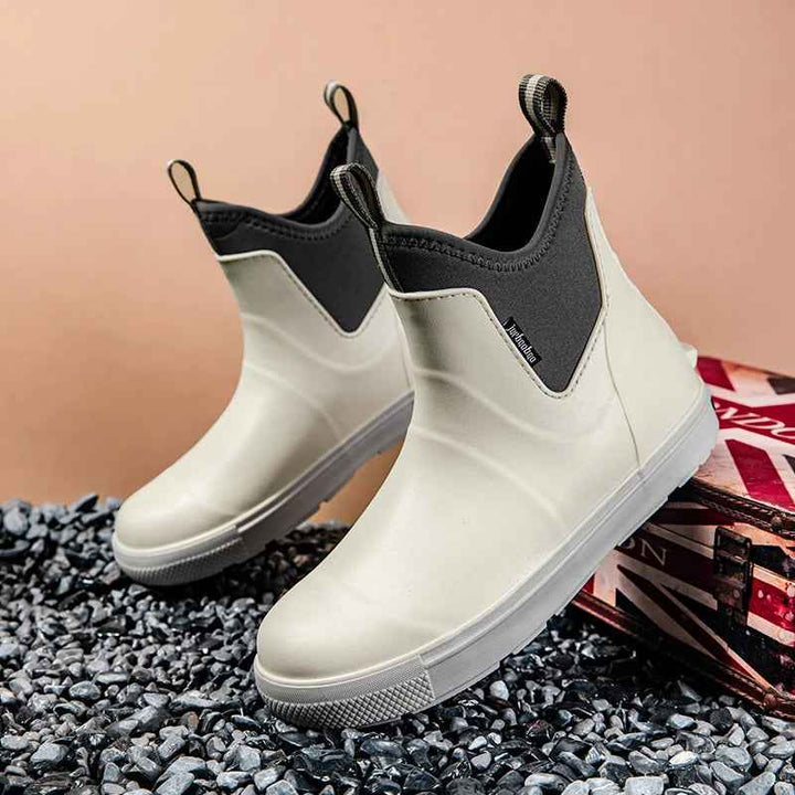 Men's Waterproof Chelsea Pull On Ankle Rain Boots