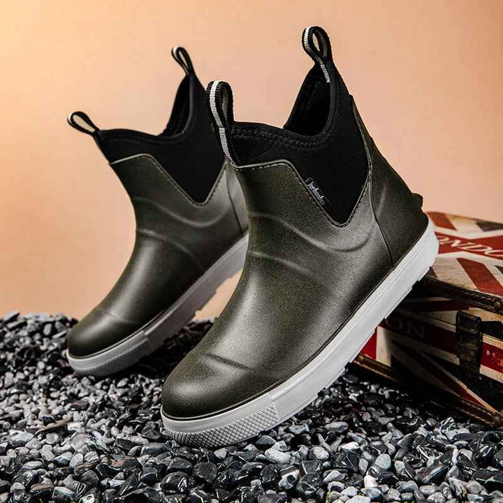Men's Waterproof Chelsea Pull On Ankle Rain Boots