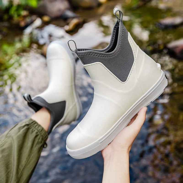 Men's Waterproof Chelsea Pull On Ankle Rain Boots