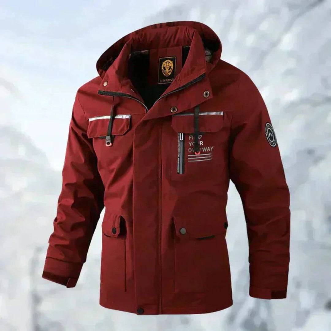 Men's Waterproof Quilted Hooded Windproof Outdoor Jacket