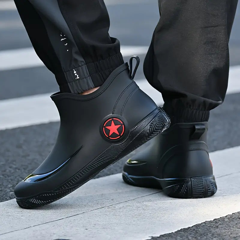 Men's Waterproof Slip On Non Slip Ankle Rain Boots