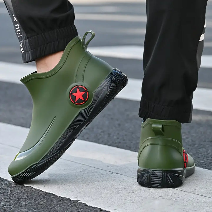 Men's Waterproof Slip On Non Slip Ankle Rain Boots