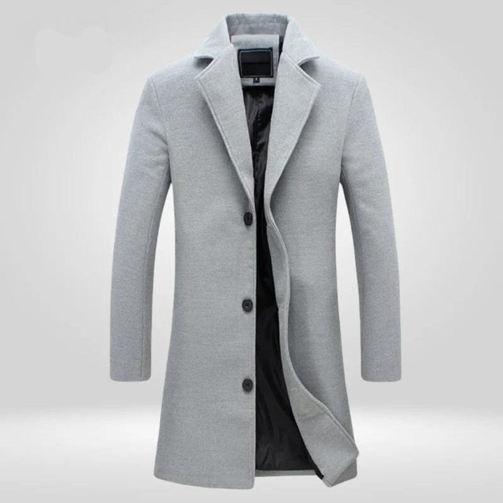 Men's Wool Single-Breasted Knee-Length Notch-Lapel Overcoat