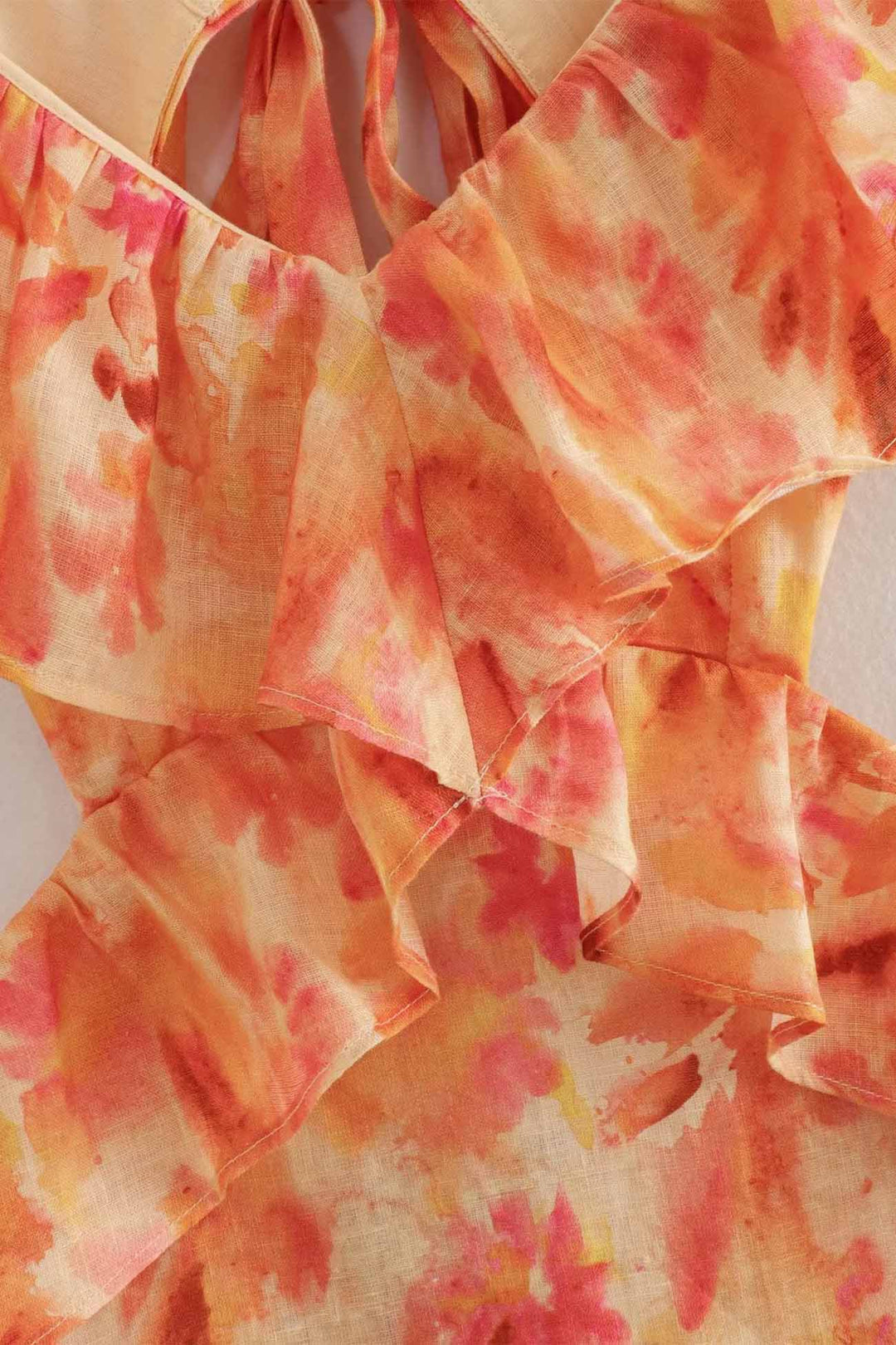Orange Floral Summer Wedding Guest Maxi Dress for Women