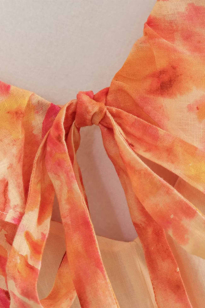Orange Floral Summer Wedding Guest Maxi Dress for Women