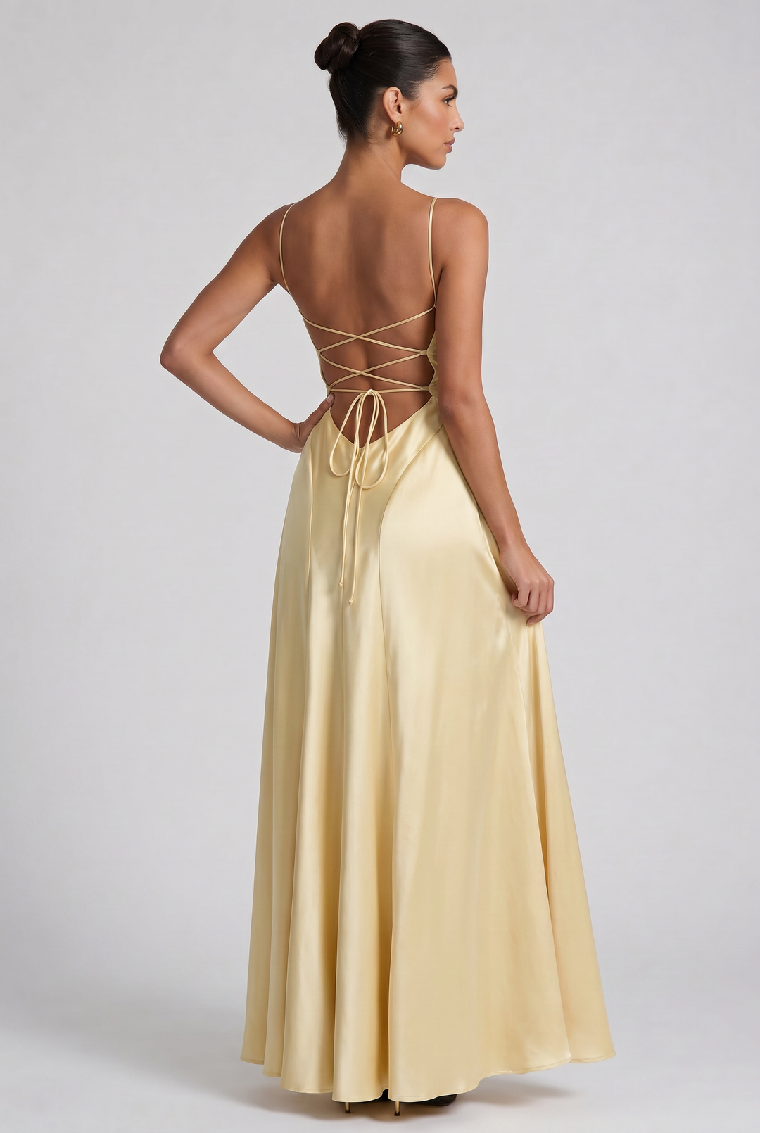 Satin Ruched Evening Party Maxi Dress for Women - Summer
