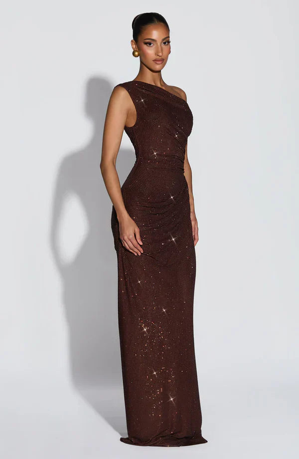 Satin V-Neck Cocktail Maxi Dress for Women - Summer Evening