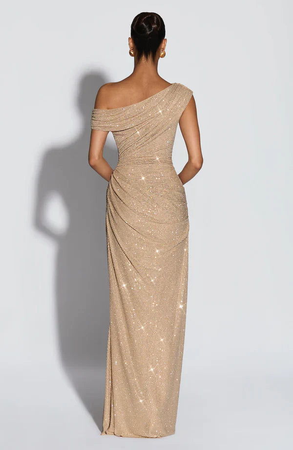 Satin V-Neck Cocktail Maxi Dress for Women - Summer Evening