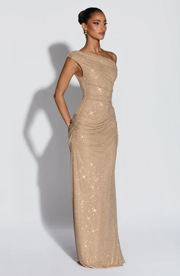 Satin V-Neck Cocktail Maxi Dress for Women - Summer Evening