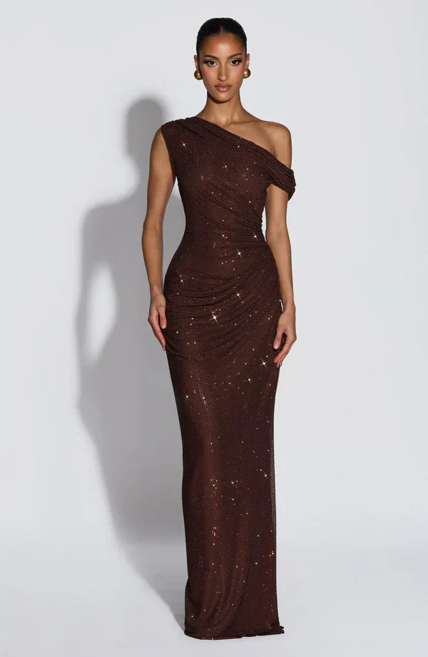 Satin V-Neck Cocktail Maxi Dress for Women - Summer Evening